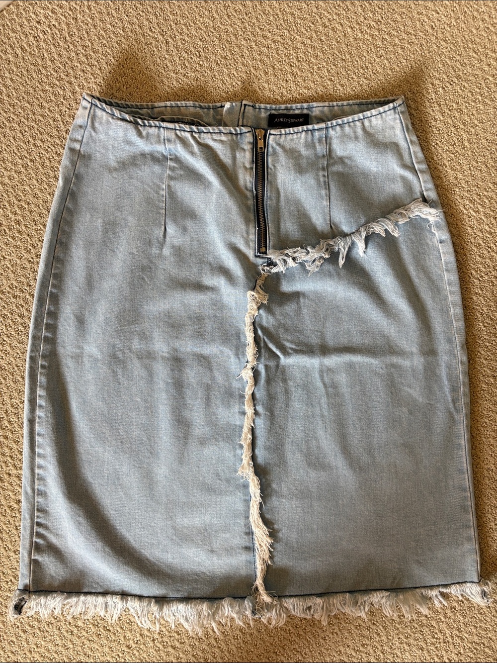 Ashley Stewart Zipper Midi Jean Skirt